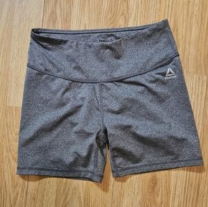 Reebok Women's Heather Gray High-Waist Bike Shorts